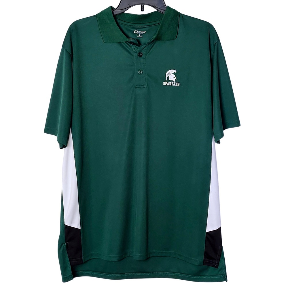 Chiliwear Michigan State Spartans Mens Large Green Polyester Polo Shirt NCAA MSU